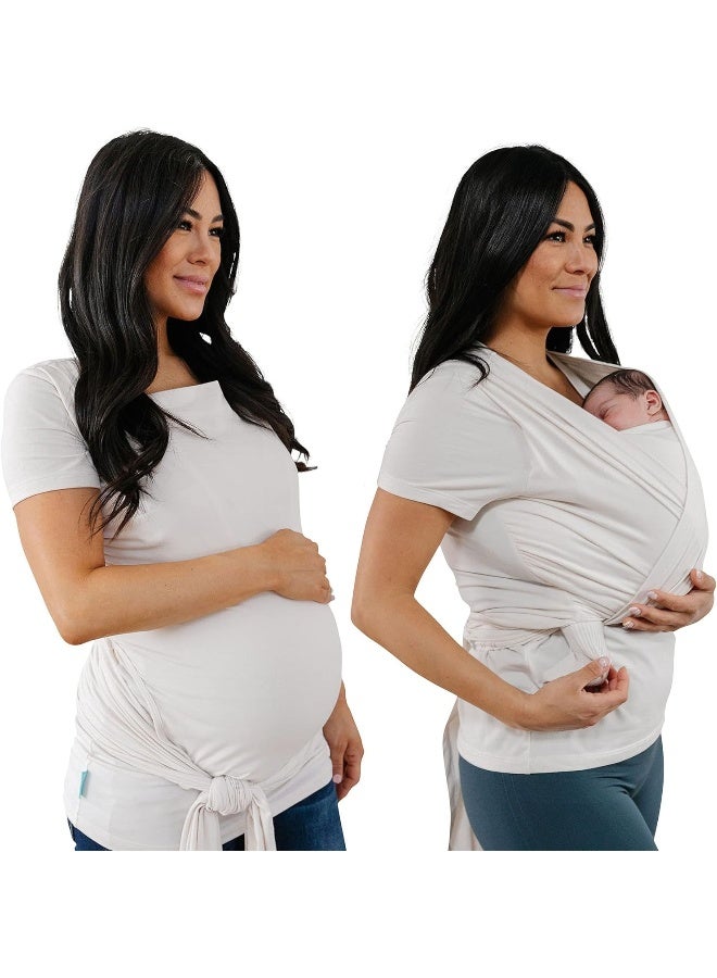 moby Moby Bump & Beyond T-Shirt Wrap | Ivory – Size 2 (Medium) | Versatile Support Wrap for Pregnant Mothers | Carrier for Newborns | Comfortable & Stylish | Carries Babies up to 19.8lbs (8–12 Months) - Image 1