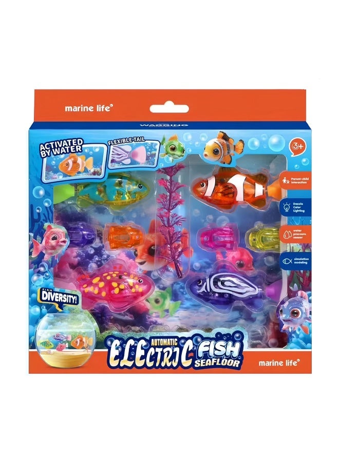 KSYN KO-KO 1/4 قطعة لعبة أسماك سباحة أوتوماتيكية - لعبة استحمام مضيئة بـ LED للأطفال والحيوانات الأليفة | سمكة متحركة تفاعلية مزودة بمستشعر حركة - Image 2