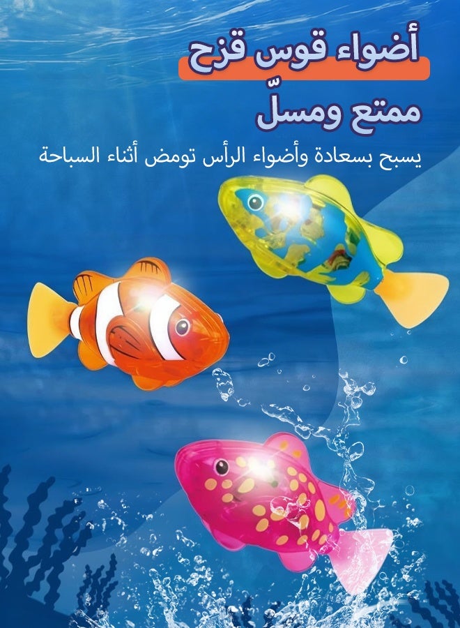 KSYN KO-KO 1/4 قطعة لعبة أسماك سباحة أوتوماتيكية - لعبة استحمام مضيئة بـ LED للأطفال والحيوانات الأليفة | سمكة متحركة تفاعلية مزودة بمستشعر حركة - Image 4