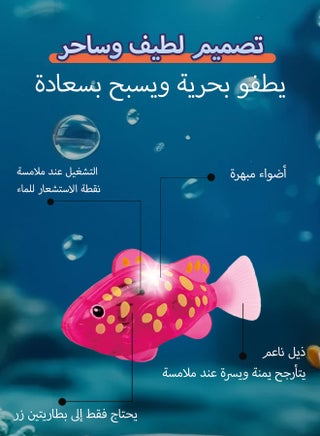 1/4 قطعة لعبة أسماك سباحة أوتوماتيكية - لعبة استحمام مضيئة بـ LED للأطفال والحيوانات الأليفة | سمكة متحركة تفاعلية مزودة بمستشعر حركة - view 5
