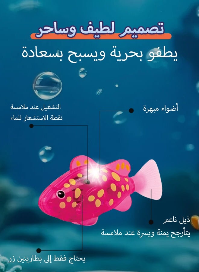 KSYN KO-KO 1/4 قطعة لعبة أسماك سباحة أوتوماتيكية - لعبة استحمام مضيئة بـ LED للأطفال والحيوانات الأليفة | سمكة متحركة تفاعلية مزودة بمستشعر حركة - Image 5