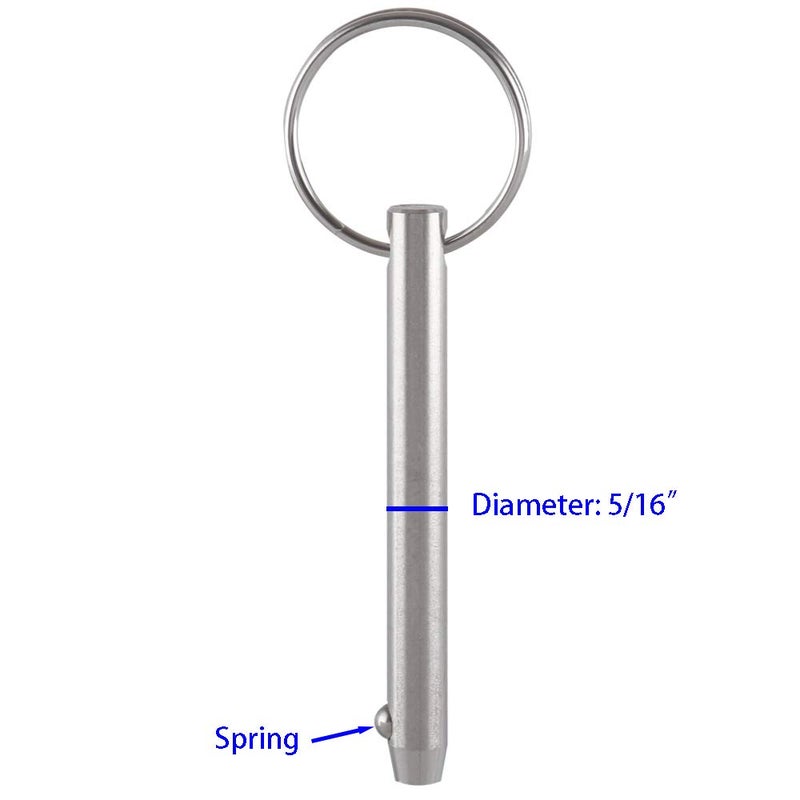 VTurboWay 2 Pack Quick Release Pins, Diameter 5/16"(8mm), Usable Length: 2-1/4"(57mm), Full 316 Stainless Steel, Bimini Top Pin, Marine Hardware, All Parts are Made of 316 Stainless Steel - Image 3