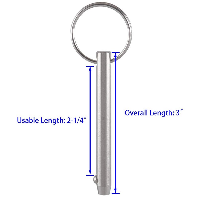 VTurboWay 2 Pack Quick Release Pins, Diameter 5/16"(8mm), Usable Length: 2-1/4"(57mm), Full 316 Stainless Steel, Bimini Top Pin, Marine Hardware, All Parts are Made of 316 Stainless Steel - Image 2