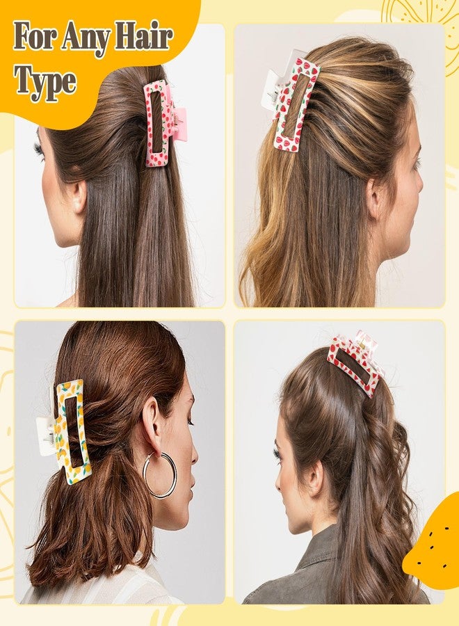 PANTIDE 4Pcs Fruit Hair Claw Clips for Women Girls - Summer Fruit Cherry Strawberry Rectangle Nonslip Banana Hair Clips, Thin Thick Short Long Curly Accessories, Mother’s Day Birthday Party Favor Gift - Image 5