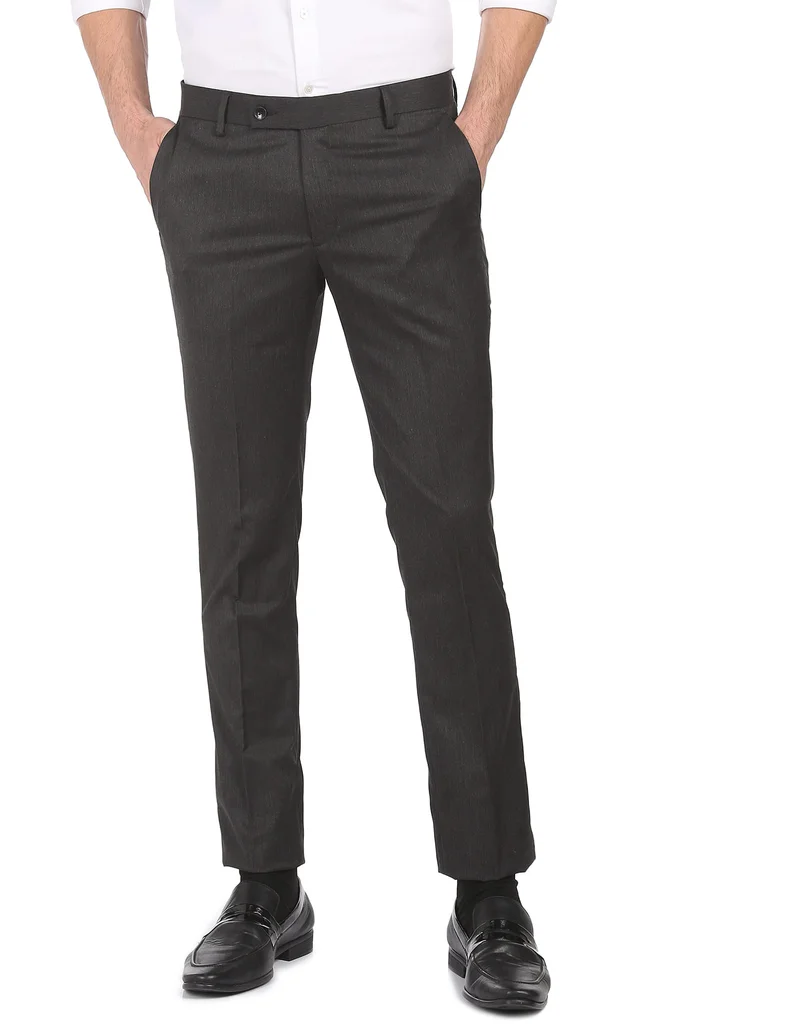 Mid Rise Heathered Formal Trousers