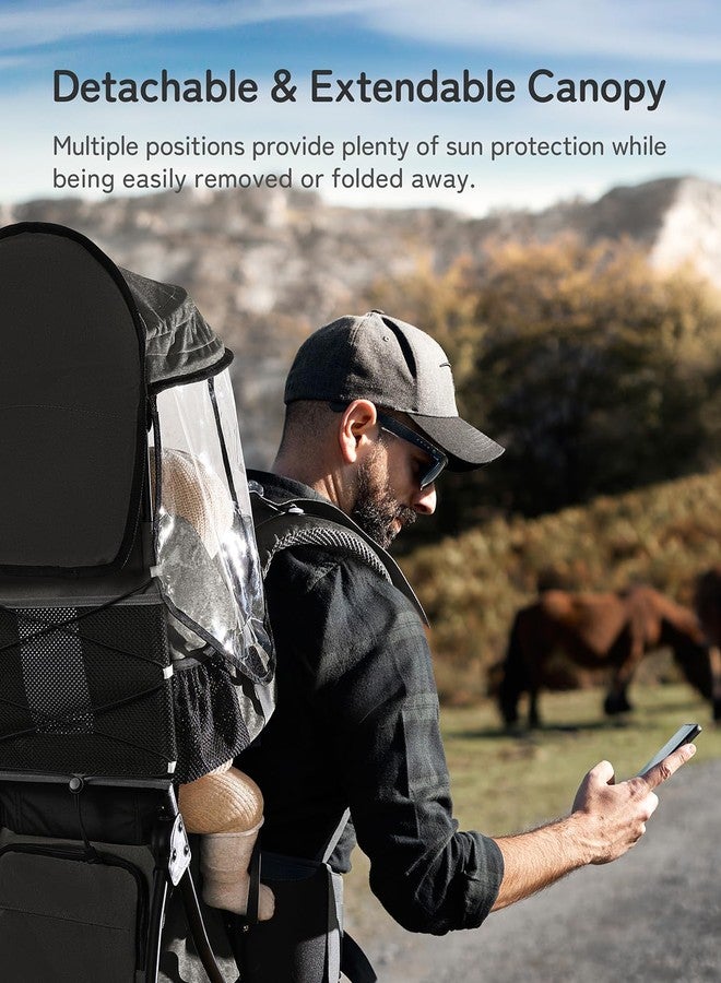 besrey Baby Backpack Carrier, Toddler Hiking Backpack with Safety 3-Height Seat, Adjustable Straps&Waist Belt, Foldable Frame Lightweight Large Capacity Child Carrier for Hiking (Black) - Image 5