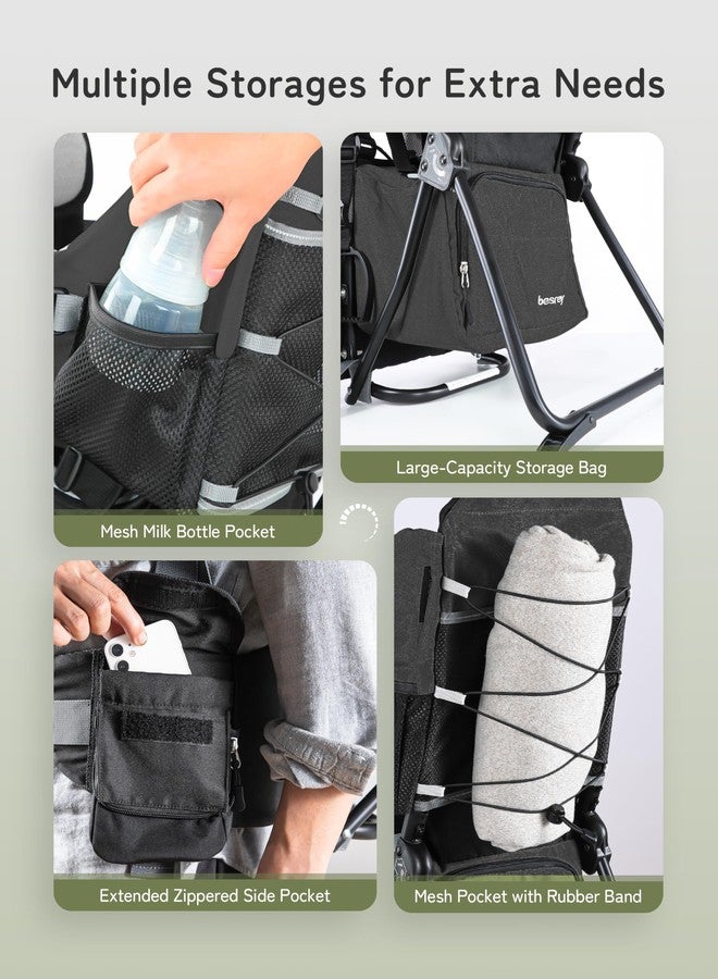 besrey Baby Backpack Carrier, Toddler Hiking Backpack with Safety 3-Height Seat, Adjustable Straps&Waist Belt, Foldable Frame Lightweight Large Capacity Child Carrier for Hiking (Black) - Image 4