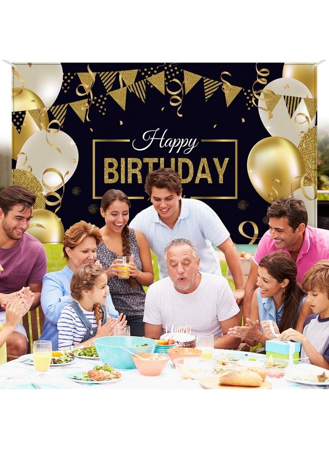 Blulu Happy Birthday Backdrop Banner Extra Large Black And Gold Sign Poster For Men Women Birthday Anniversary Party Photo Booth Backdrop Background Banner Decoration Supplies - Image 5