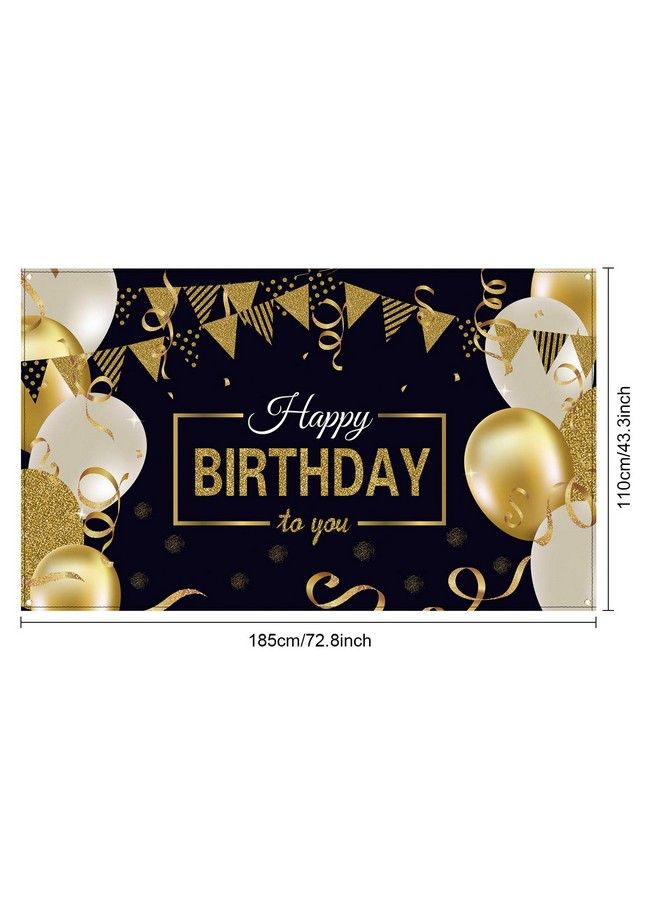 Blulu Happy Birthday Backdrop Banner Extra Large Black And Gold Sign Poster For Men Women Birthday Anniversary Party Photo Booth Backdrop Background Banner Decoration Supplies - Image 3