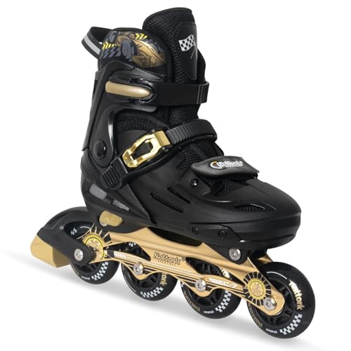 Nattork Kids Inline Skates Cool Racing Car Decorations Blades Roller for Boys Girls- Golden for Teenagers Youth Age 7 8 9 10 - Adjustable All Light up Wheels Indoor Outdoor Birthday Gift for Son and Grandson - Image 3