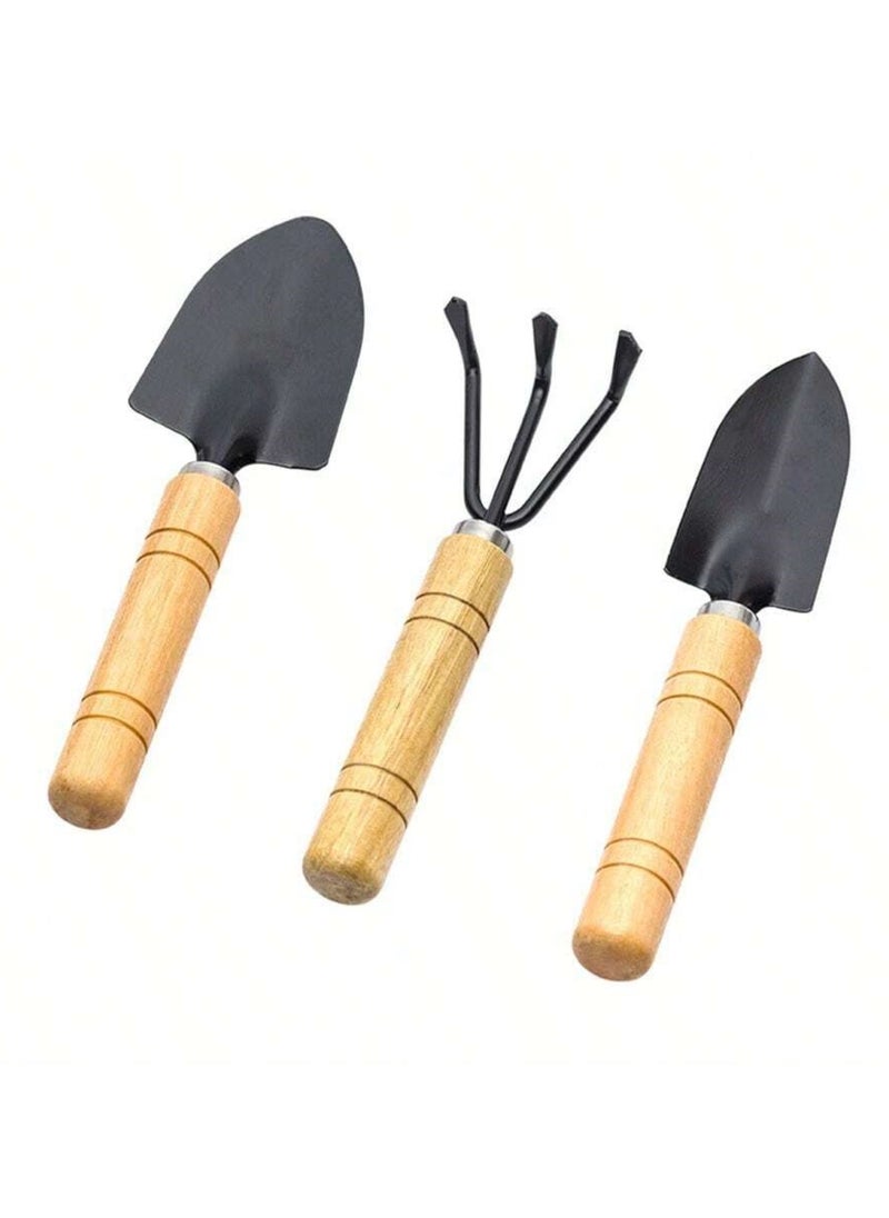3-Pcs Set Garden Hand Tools Wooden Hand