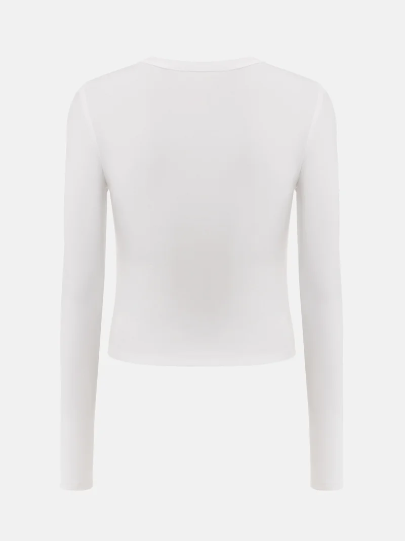 ليتشي قميص جيرسي بأكمام طويلة مع أزرار على الياقة