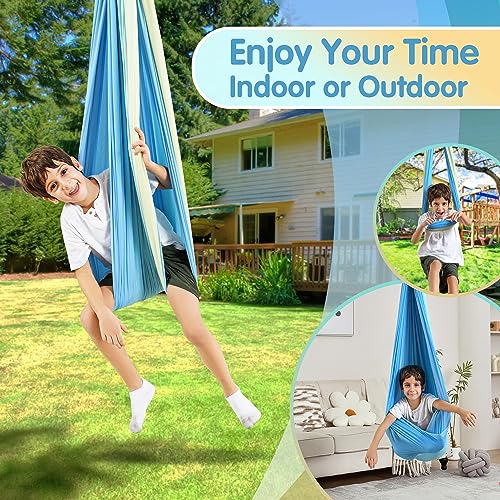SUCHDECO Sensory Swing, Indoor & Outdoor Sensory Swing for Kids & Adults, Double Layer Therapy Cuddle Swing for Kid with Autism, Holds up to 300lbs - Image 4