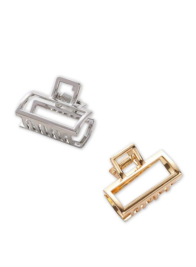 بيردوير مشبك شعر على شكل فراشة مصنوع من مادة معدنية مستوردة متعددة الألوان ومتوسطة الحجم للنساء (عبوة من قطعتين بتصميم مربع) | مشابك شعر - Image 1