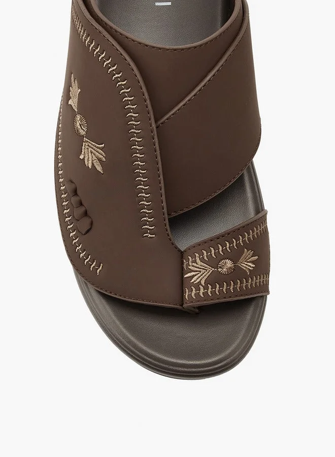 DUCHINI Men's Embroidered Arabic Slip-On Sandals