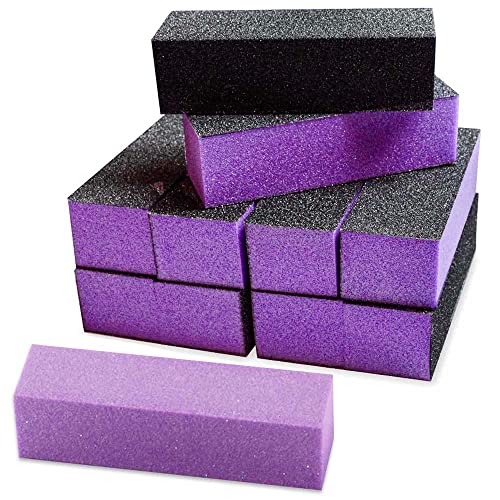 Karlash 10 Pcs Purple Black Nail Buffer Sanding Block Polisher Buffing File Nail Art Manicure Pedicure File 60100 Purple - Image 1