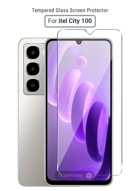 itel City 100 Tempered Glass Screen Protector – High Transparency, Delicate Touch, Anti-Explosion, Smooth Arc Edges, Easy Installation, Screen Protector for itel City 100