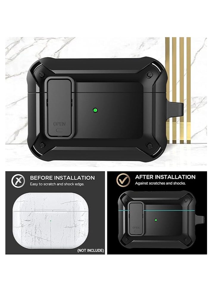 JAJEEK Upgraded [Secure Lock] Armor AirPods Pro Case – Shockproof & Durable Protective Cover for Apple AirPods Pro, Stylish Wireless Earbuds Case for Men & Women with Keychain Clip – Black - Image 5