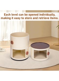 3-Tier Bedside Cabinet, Modern Round Storage Cabinet, Wood Bedside Table with Sliding Doors, for Living Room, Bedroom, Bathroom, Narrow Space - pzsku/ZFF49BB070771619BB78CZ/45/_/1740154905/1abfd3b0-7229-4946-86b9-6f33c57c001f