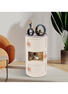 3-Tier Bedside Cabinet, Modern Round Storage Cabinet, Wood Bedside Table with Sliding Doors, for Living Room, Bedroom, Bathroom, Narrow Space - pzsku/ZFF49BB070771619BB78CZ/45/_/1740154907/75a7bd30-5e0c-405e-9ba4-fc1a4590d3c5