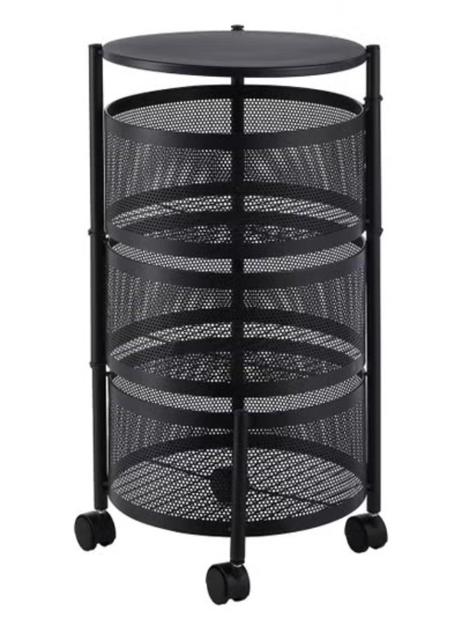 Beauenty Circular Storage Rack -3 Layer Black- Durable Corrosion-Resistant Tiered Space-Saving Storage Rack with Swivel Caster Wheels Movable Storage Shelf -Versatile for Kitchen Living Room and Office - Image 3