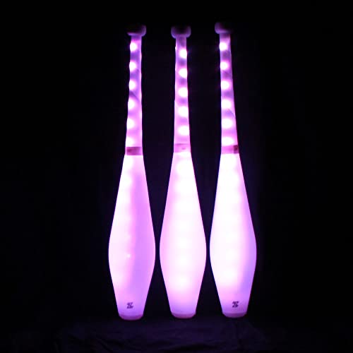 Zeekio MultiColor LED Light Up Juggling Clubs with Charger Wireless Remote for Beginners All Levels Bright Vibrant Colors Durable 205L Set of 3 - Image 1