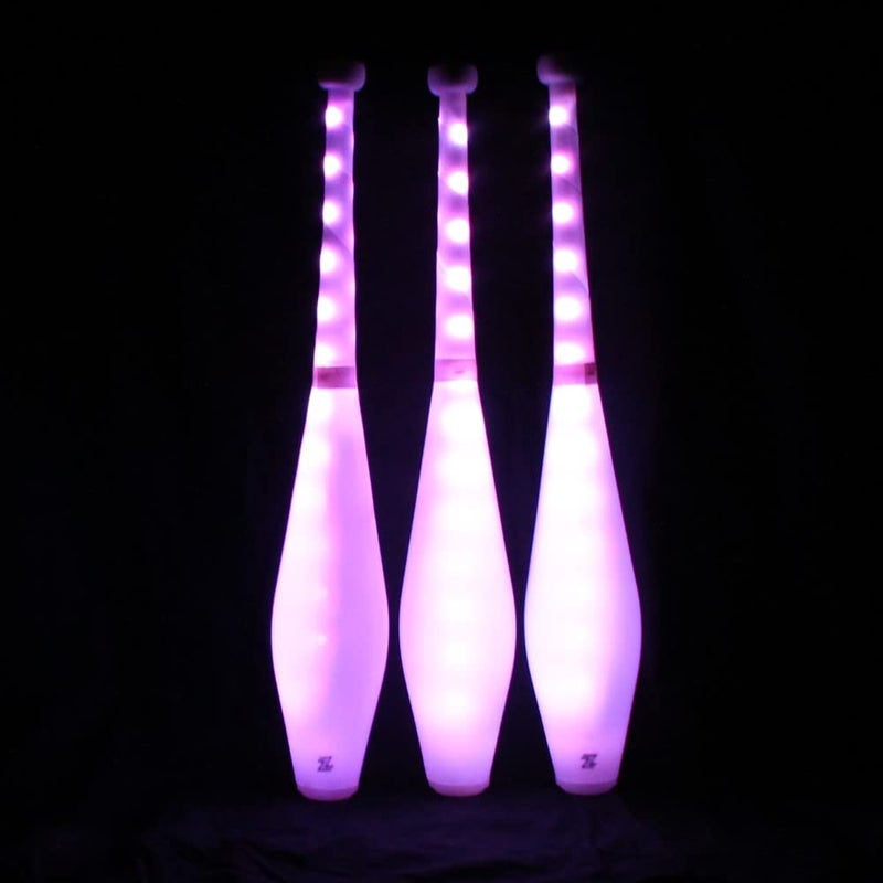 Zeekio MultiColor LED Light Up Juggling Clubs with Charger Wireless Remote for Beginners All Levels Bright Vibrant Colors Durable 205L Set of 3 - Image 3