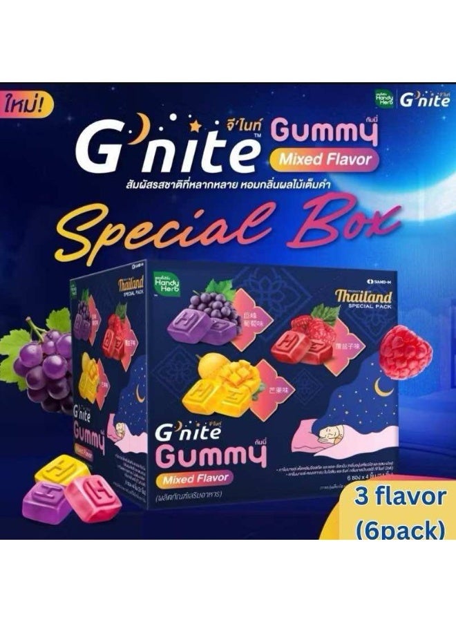 Gummy G’nite Gummy Mixed Flavour 24g x 6 Sachets (144g) – Mango, Grape & Raspberry - Image 2