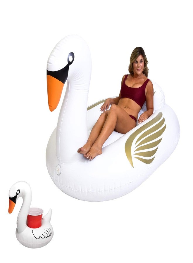 GoFloats Giant Inflatable Swan Pool Float - Includes Swan Drink Float - Swimming Fun for Kids and Adults - Image 1