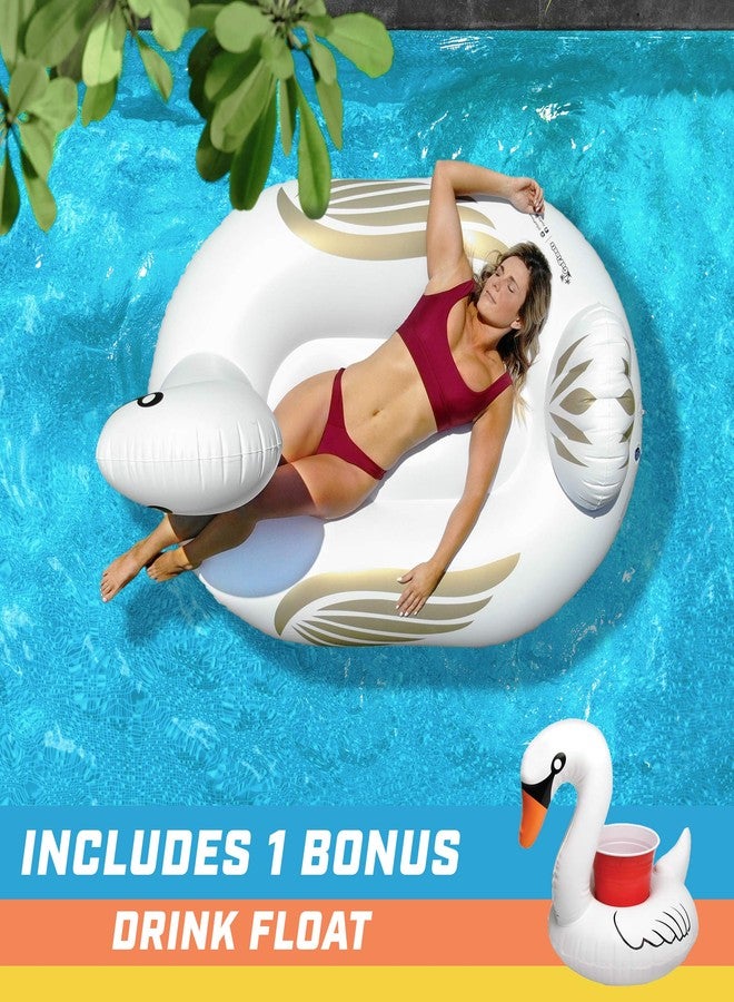 GoFloats Giant Inflatable Swan Pool Float - Includes Swan Drink Float - Swimming Fun for Kids and Adults - Image 3