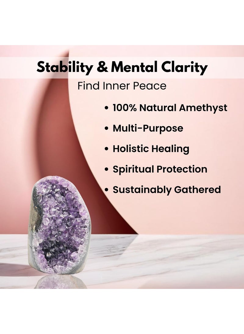 Plus Value Plus Value Natural Amethyst Rock Cluster Clears Geopathic Stress Helps Improve Student Academic Performance Results Home Office Desk Decor Positivity Kids Bedroom Rakshabandhan Gifting 283grams  - Image 3