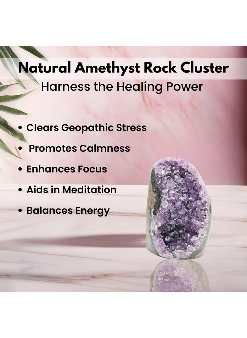 Plus Value Plus Value Natural Amethyst Rock Cluster Clears Geopathic Stress Helps Improve Student Academic Performance Results Home Office Desk Decor Positivity Kids Bedroom Rakshabandhan Gifting 283grams  - Image 5