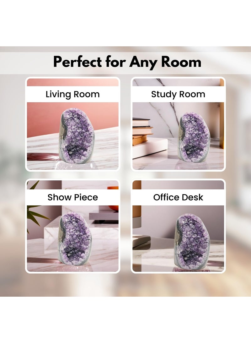 Plus Value Plus Value Natural Amethyst Rock Cluster Clears Geopathic Stress Helps Improve Student Academic Performance Results Home Office Desk Decor Positivity Kids Bedroom Rakshabandhan Gifting 283grams  - Image 2