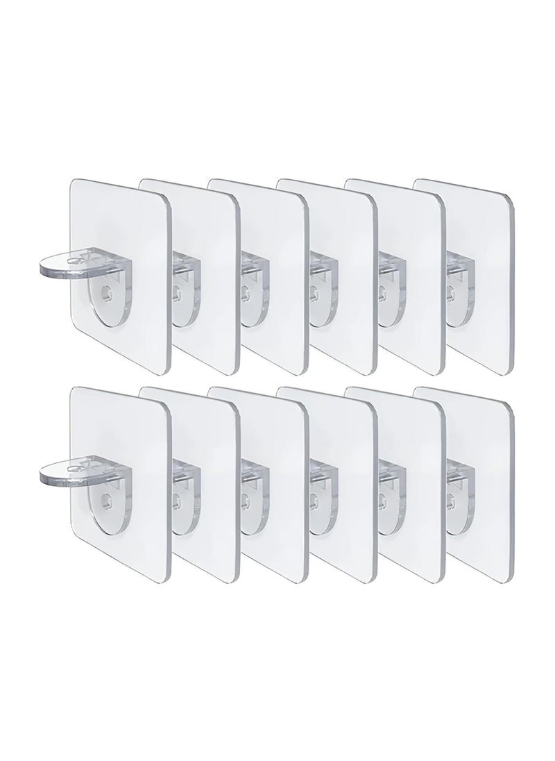Generic Self Adhesive Shelf Bracket, Clear Plastic Shelf Stickers, Adhesive Shelf Support Pegs Without Drilling, Support Shelves for Cabinets, Kitchen Furniture, Bookshelves, Shelf Holder 6x6cm (8, Clear)  - Image 2