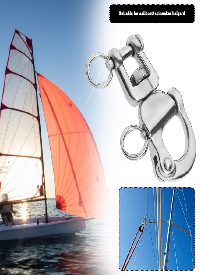 Micro Traders 2Pcs 316 Stainless Steel Snap Shackles Heavy Duty Swivel Eye Snap Shackle Marine Swivel Shackle for Sailboat Spinnaker Halyard 70mm, Silver - Image 3