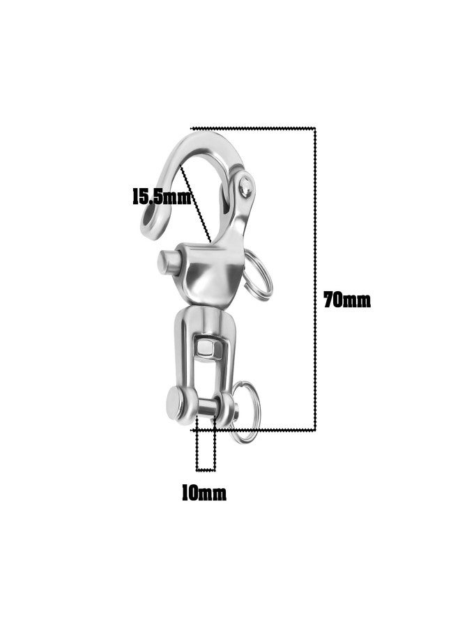 Micro Traders 2Pcs 316 Stainless Steel Snap Shackles Heavy Duty Swivel Eye Snap Shackle Marine Swivel Shackle for Sailboat Spinnaker Halyard 70mm, Silver - Image 4