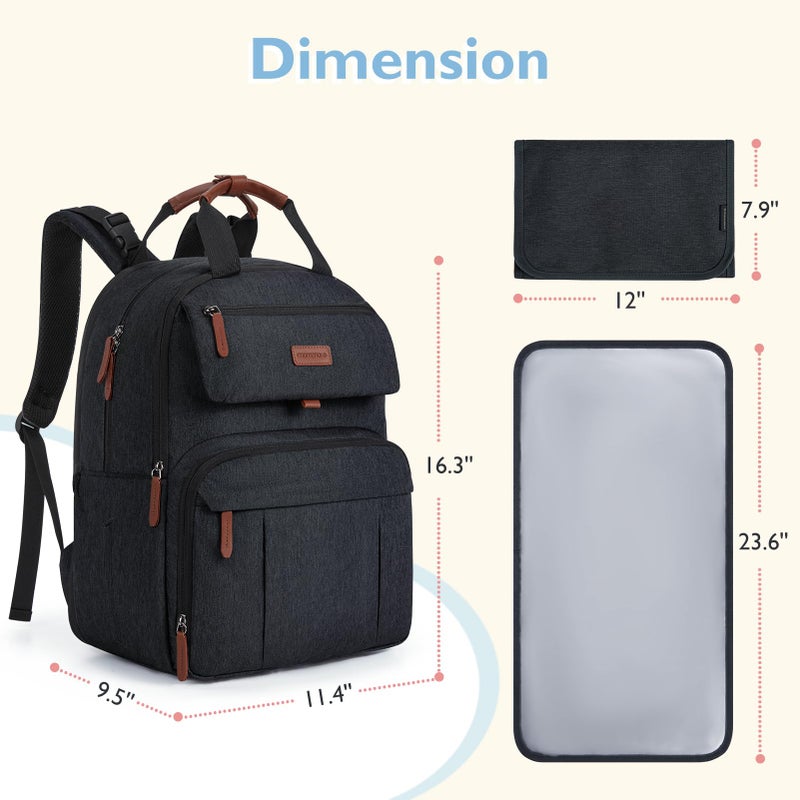 mommore Diaper Bag Backpack, Large Diaper Bag Expandable for 2 Kids/Twins, Durable Baby Bag with Changing Pad, Water Resistant Travel Diaper Backpack for Mom Dad - Image 5