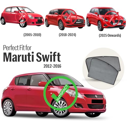 Autofact Car Sunshades for Maruti Swift (2012 to 2016), UV Protection, Useful Car Accessories, Custom fit Sun Shades for Side Windows, Set of 4 - Image 2