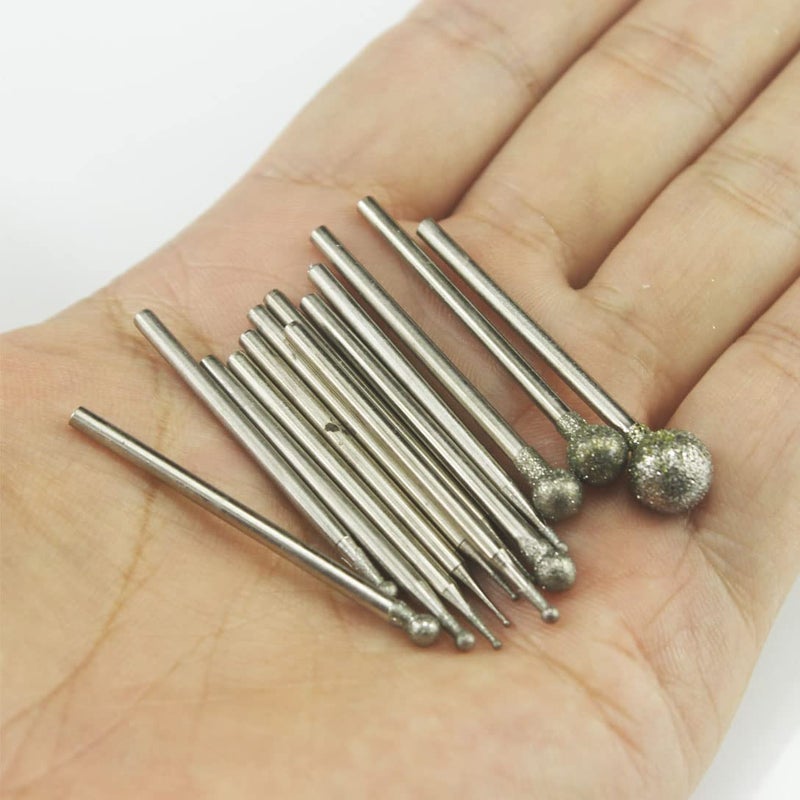 Luo Ke 13 Pcs Ball Shape Diamond Burr - 3/32 ' ' Shank Diamond Ball Burs Stone Carving Bits For Dremel Rotary Tool - Image 4