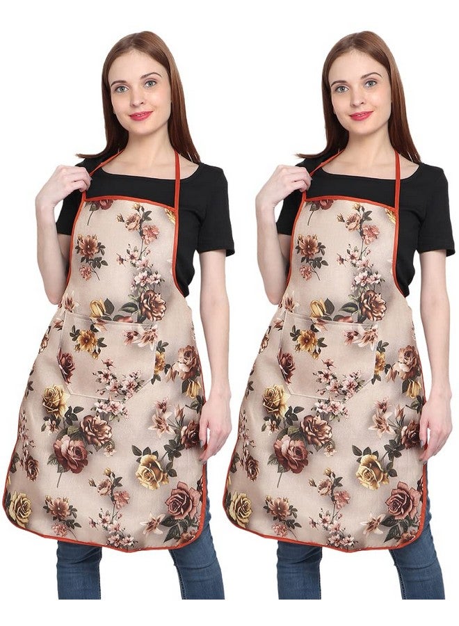 JMi Jute Fabric Apron For Women Waterproof for Home, Kitchen, Restaurant Pack of 2 (Free, Design - 2, 2) - Image 1