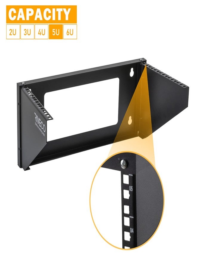 RIVECO 5U Wall Mount Vertical Rack Network Bracket Firm Constructed Easy Assembly Narrow Space Mounting Racks for AV & Stereo Equipment Black - Image 2