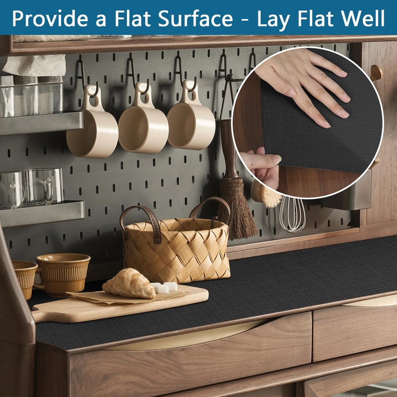 HooTown Self Adhesive Shelf Liner, Peel and Stick Drawer Liner Waterproof Contact Decor Liner with Grain Texture for Kitchen Walls Cabinets, Bedroom Classroom, Cover Book (Black, 11.8 x 118.1 inches) - Image 3