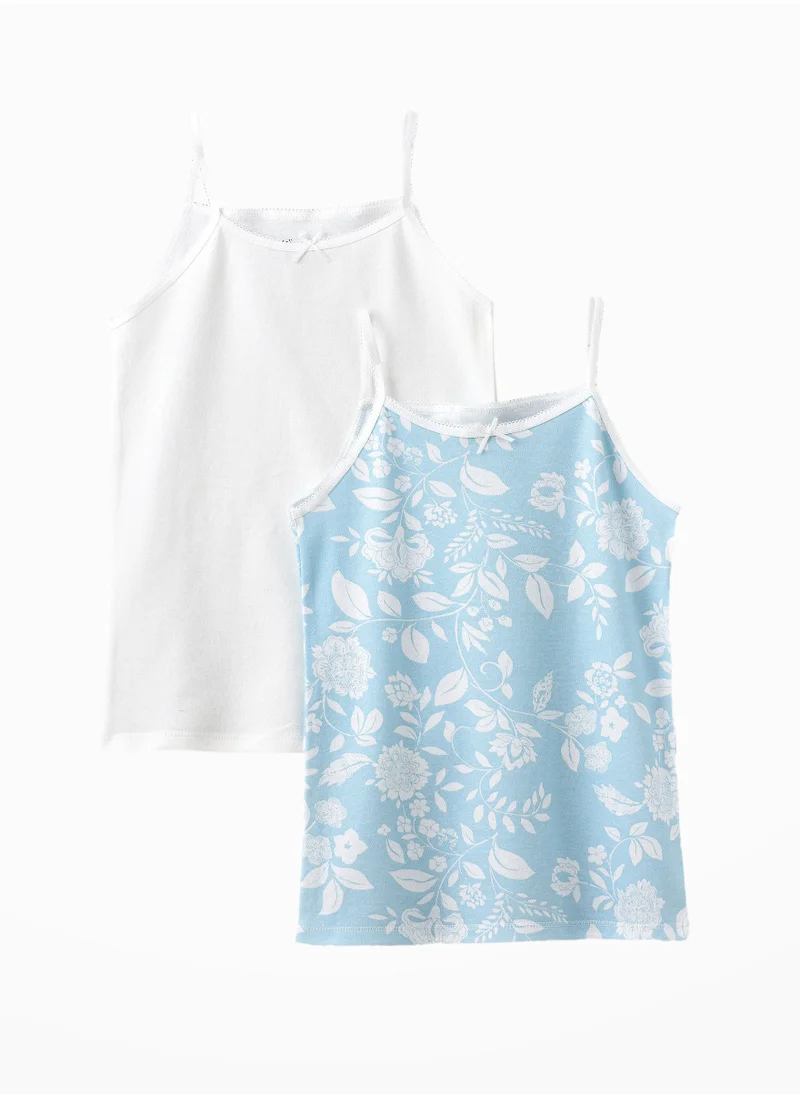Jelliene 2 Pack Girls Vests 100% Cotton, Soft and Breathable Sleeveless Undershirts for Girls