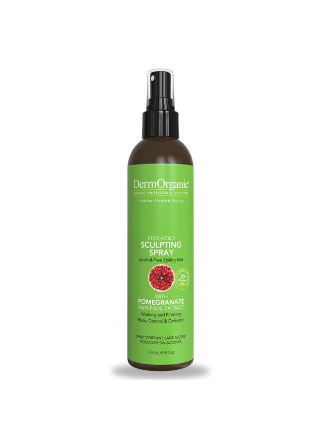 DermOrganic Flex Hold Sculpting Spray with Organic Pomegranate Anti Fade Extract for Body, Bounce and Style-8oz - Image 1
