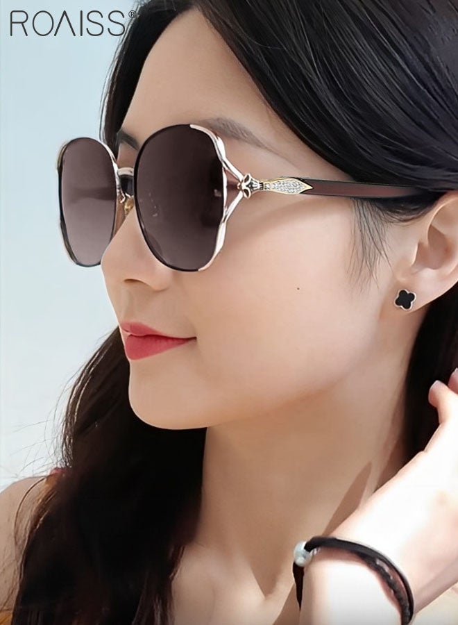 roaiss Women's Polarized Butterfly Sunglasses, UV400 Protection Sun Glasses with Stylish Temples, Fashion Anti-glare Sun Shades for Women with Glasses Case, 60mm, Brown Gold - Image 2