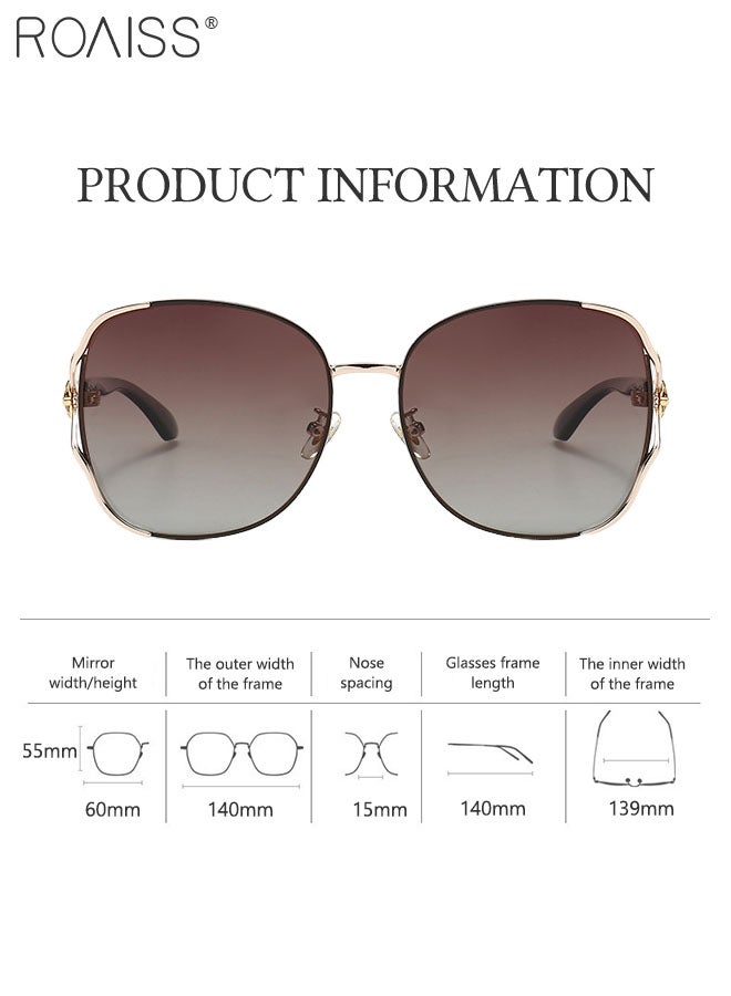 roaiss Women's Polarized Butterfly Sunglasses, UV400 Protection Sun Glasses with Stylish Temples, Fashion Anti-glare Sun Shades for Women with Glasses Case, 60mm, Brown Gold - Image 4