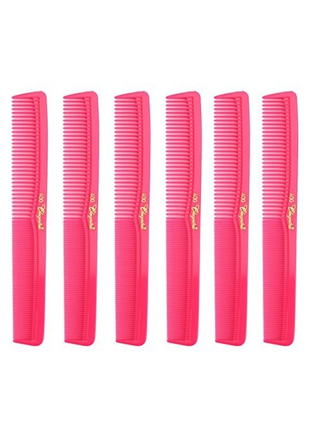 Krest Cleopatra 7 Inch All Purpose Barber Cutting Comb. Flat Back Styler Comb. Numbered Ruler. Color Neon Pink. 6Pack - Image 1