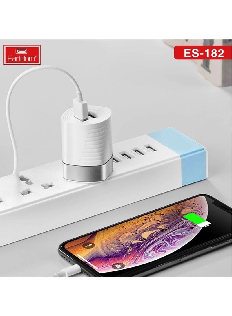 Earldom ES-182 Faster Charger - 2.4A Dual USB Smart Travel Charger | High-Speed Power Adapter with Type-C Port | Fast Charging for Smartphones, Tablets & USB Devices | Compact & Lightweight Wall Charger for Home, Office & Travel | Universal Compatibility & Safe Charging - Image 3
