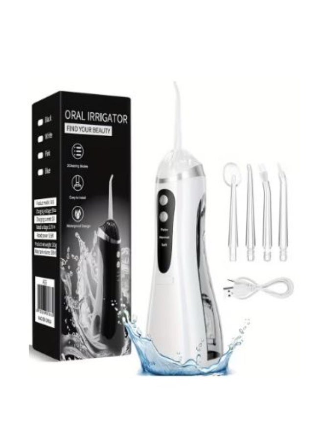 Portable Oral irrigator, Power Flosser, Cordless Oral Irrigator Cordless Irrigator, Dental Oral Irrigator IPX7 Waterproof 4 Jet Tips USB Rechargeable for Home and Travel - Image 1