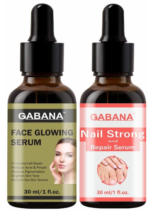 GABANA Face Glowing Serum and Nail Strong and Repair serum and for Men and Women (Combo of 2, Each 30 ml)|SERUM for Glowing and Dry Skin Serum for Damaged Nails Serum for Acne and Dark Spots| - Image 1
